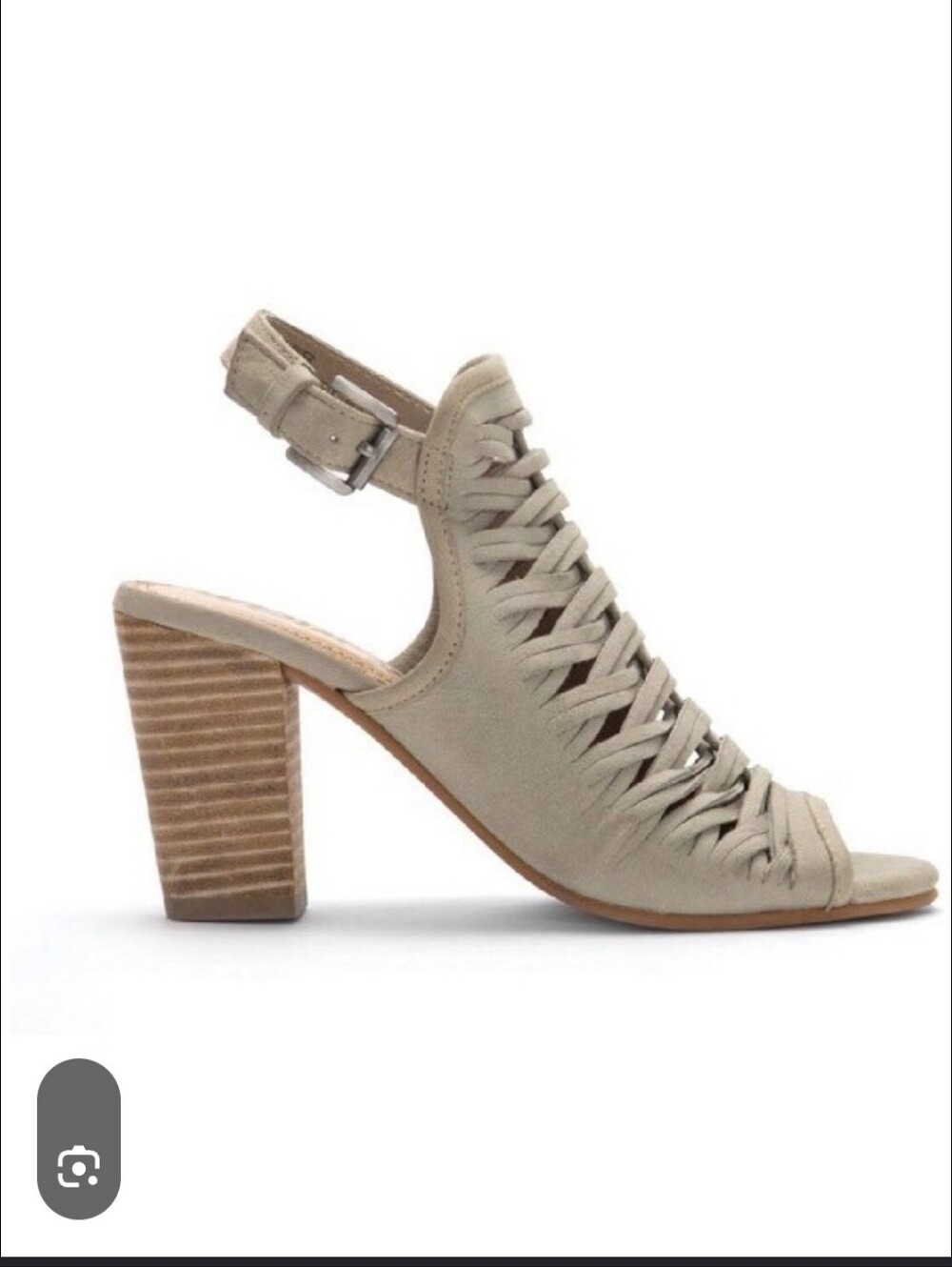 Sam Edelman Hollie Block Heel Bootie  Strappy Cutout Peep-Toe Heels - Light Gray